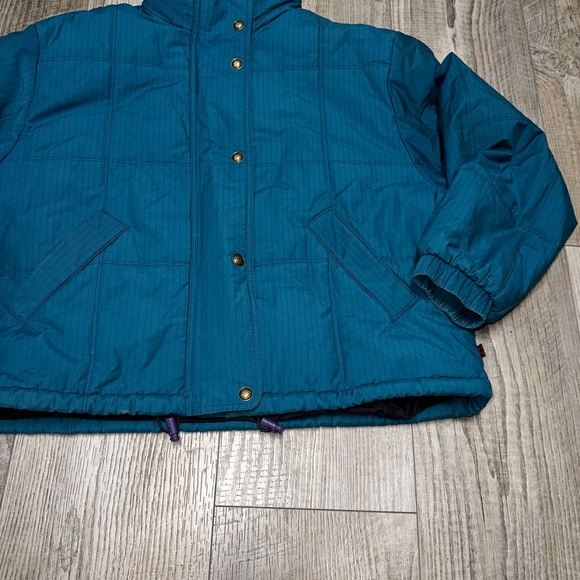 Vintage Woolrich teal pin striped puffer jacket ski coat parka 80s bomber - Picture 4 of 9